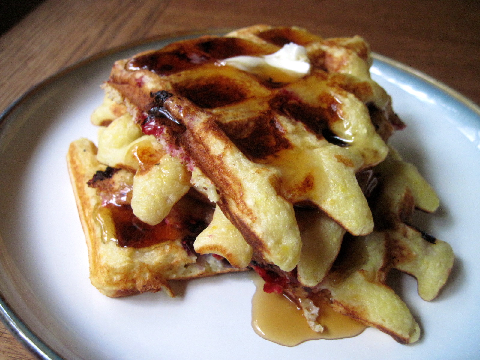 Lemon Ricotta Cornmeal Waffles with Berries