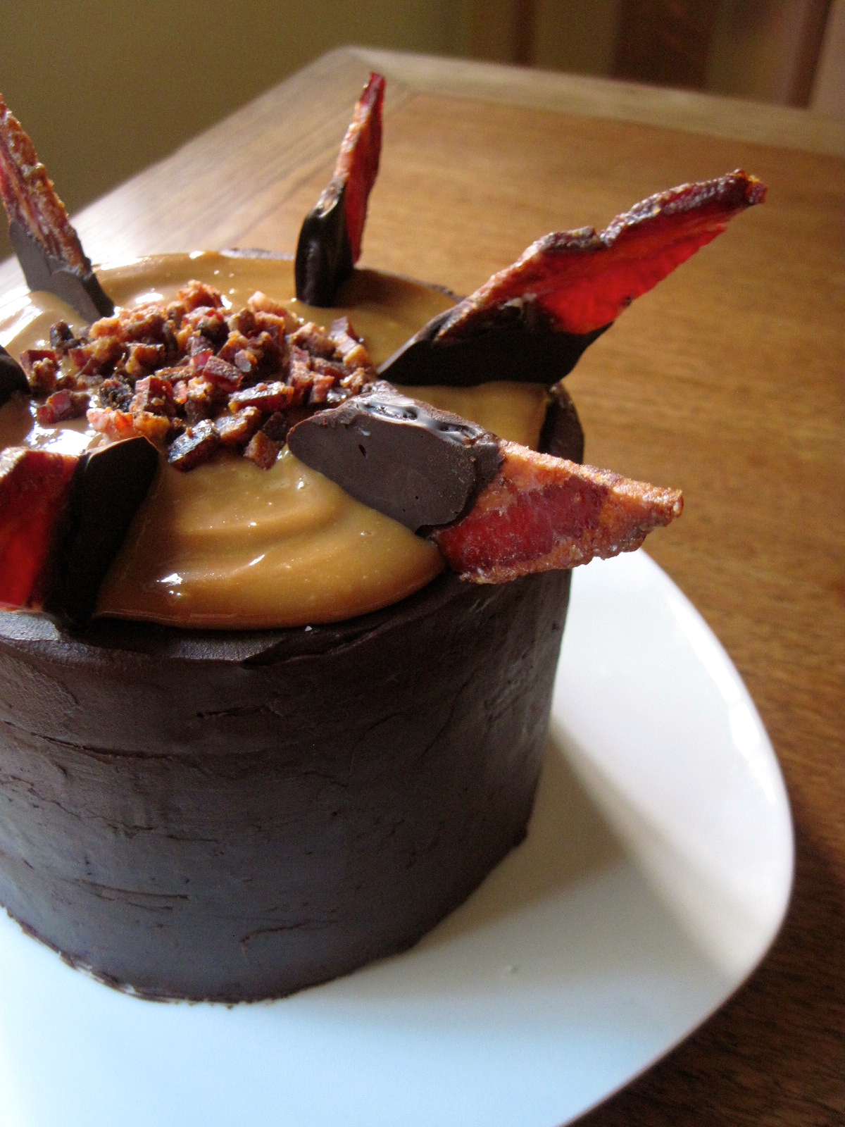 Chocolate Caramel Bacon Insanity Cake