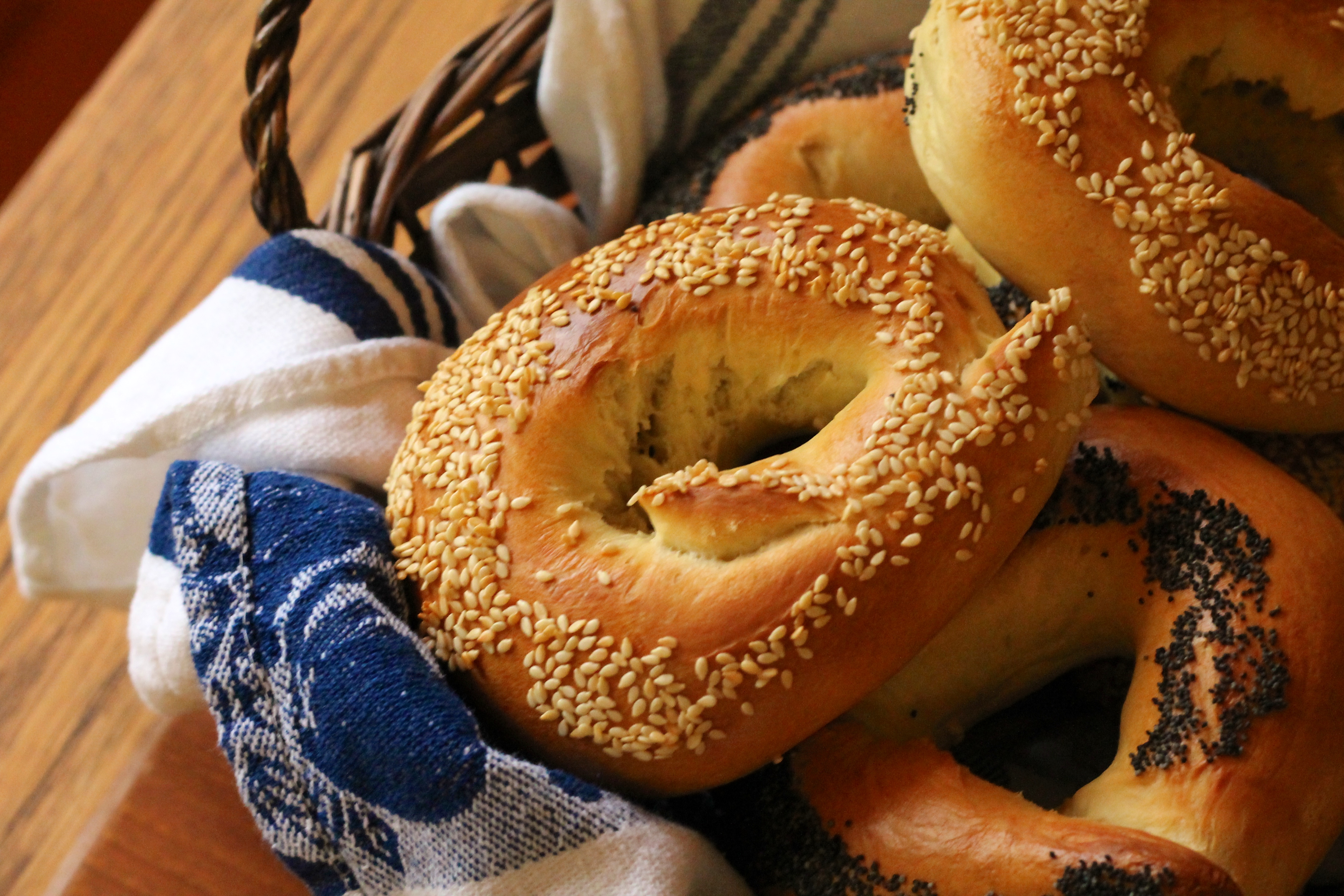Montreal bagels in a basket