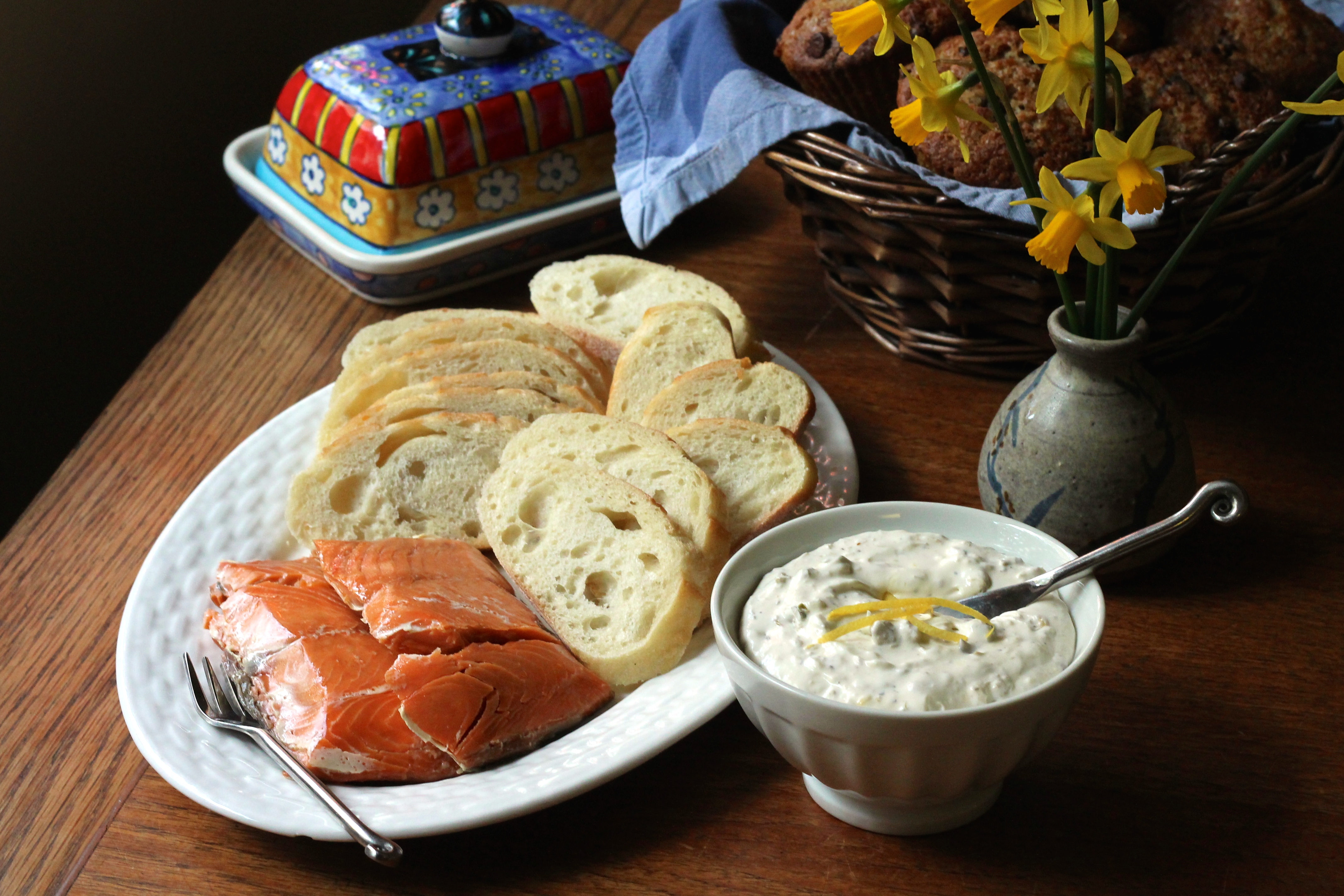 Lemon Caper Cream Cheese with SeaChange Smoked Salmon - perfect for Easter brunch | Korena in the Kitchen