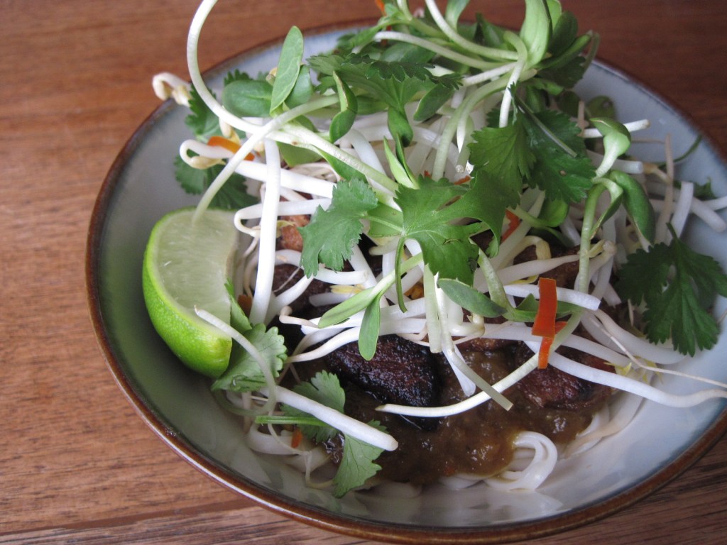 Crispy Pork and Hot & Sour Rhubarb Sauce with&nbsp;Noodles