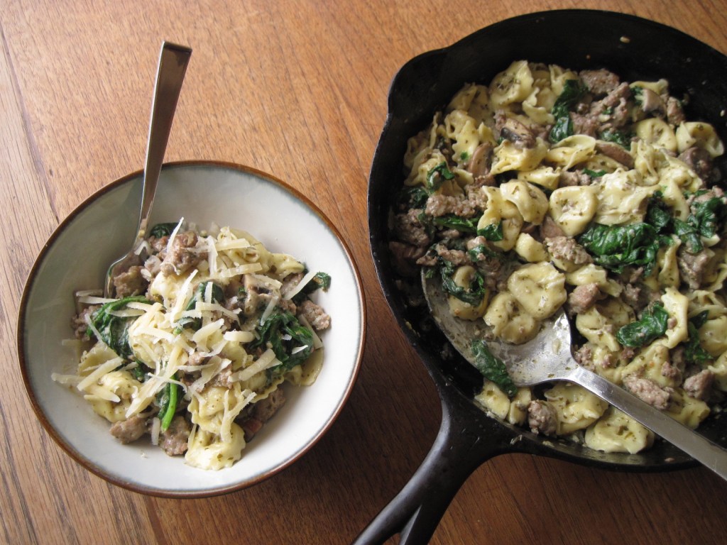 Tortellini with Mushrooms, Spinach and Italian&nbsp;Sausage