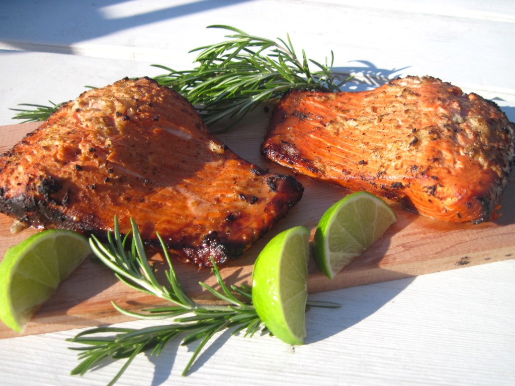 Cedar Planked Salmon with Rosemary Smoke