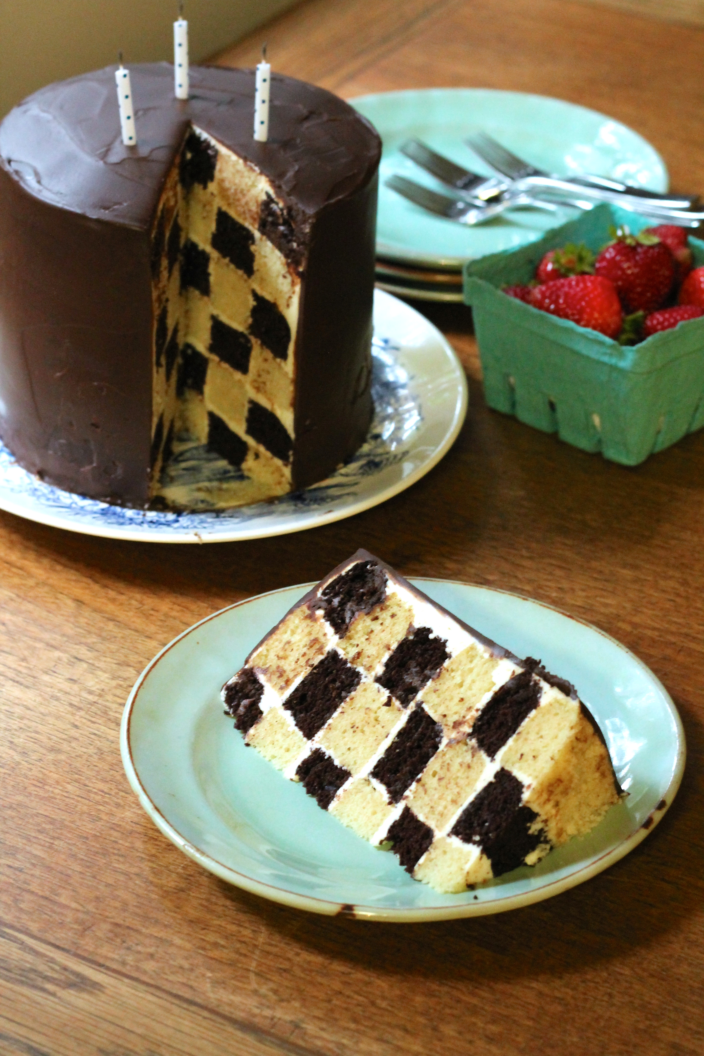 Chocolate & Vanilla Checkerboard Cake | Korena in the Kitchen